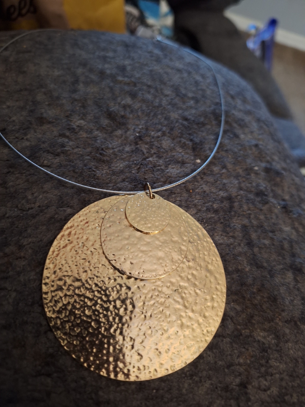 Gold-Tone Hammered Pendant Necklace